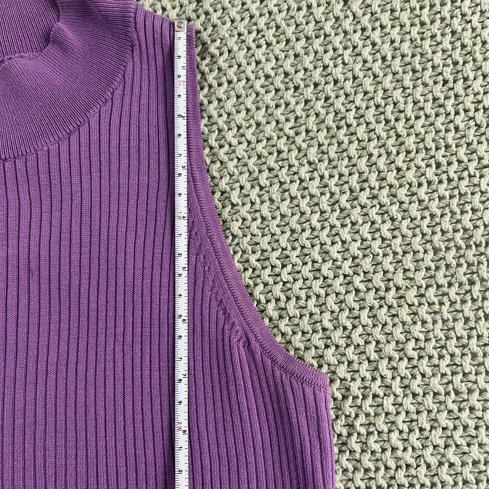 Uniqlo Violet Ribbed Cropped Mock Neck Top - Picture 4 of 7